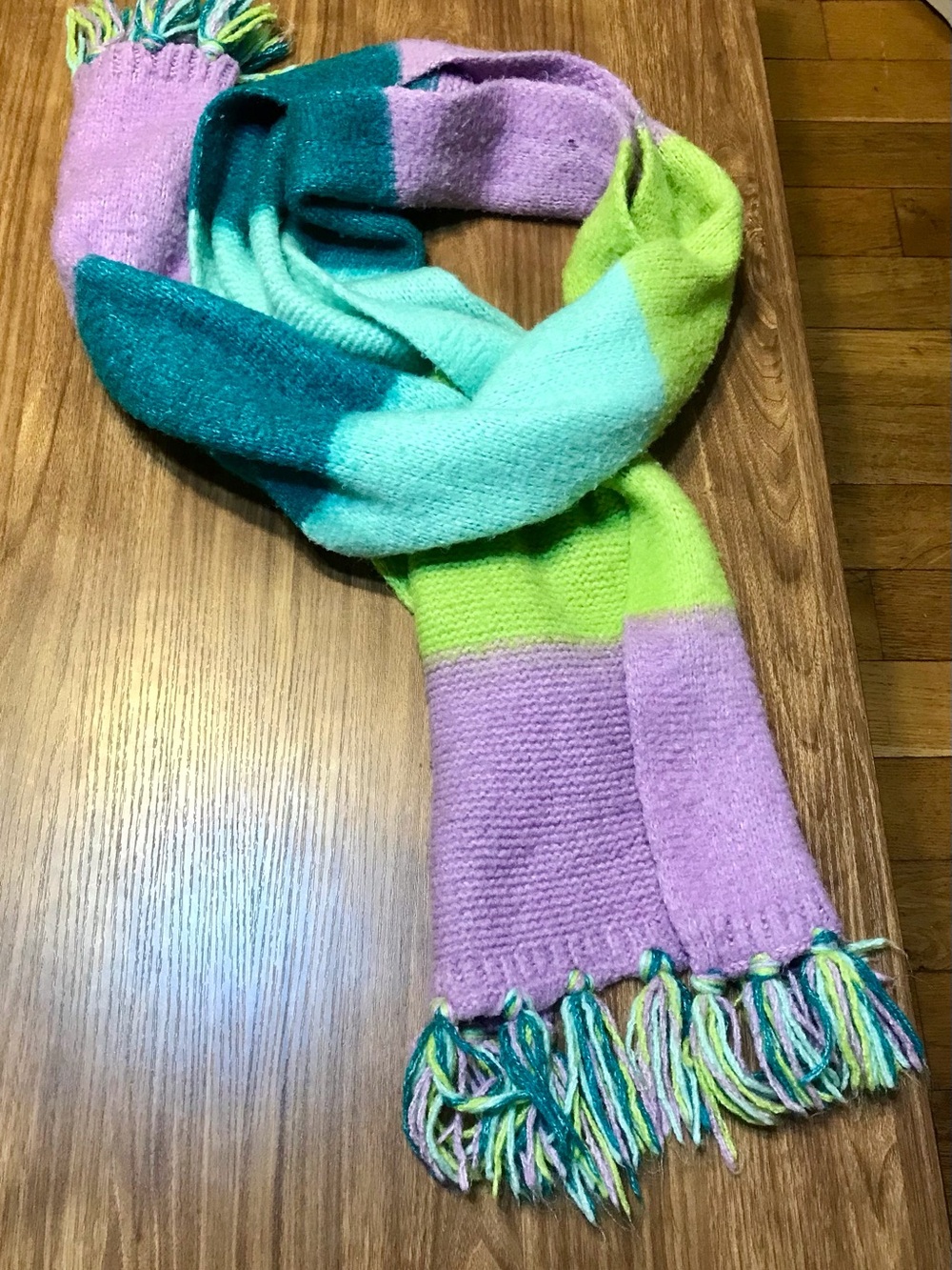 Gap Colorblock Wool Blend Knit Fringe Scarf - Pastel Multicolor